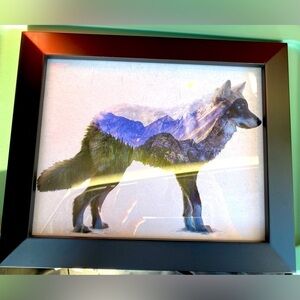 Rocky Mountain grey wolf print in frame by Davies Babies OSP